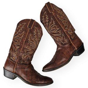 Justin 10.5 Men 1560 Chestnut Leather Marbled Deerlite Roper Cowboy Western Boot